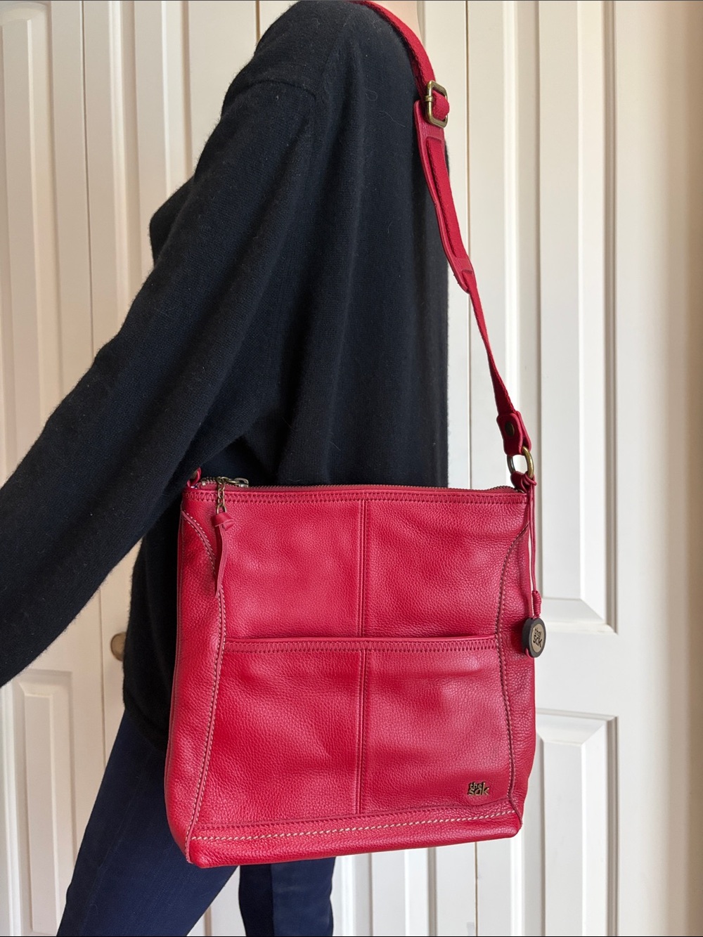 The Sak Red Leather Crossbody Bag with Adjustable Strap - Picture 8 of 9